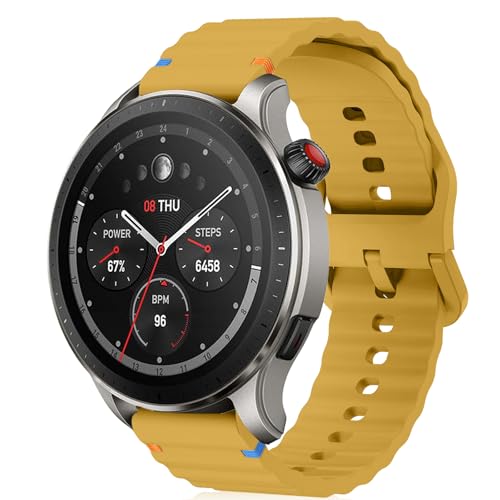 Image of 22mm Silicone Watch Band Compatible with Amazfit T-Rex 3 Pro 48mm /Balance 2 /Balance /Bip 6 /Bip 5 /GTR 4 /GTR 3 /GTR 2 /GTR 47mm, Wavy Replacement Strap for Amazfit Cheetah /Stratos 3 /2s