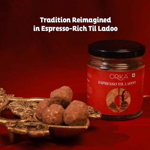 Image of Royal Ritual Gift Box | Kashmiri Pampore Saffron 0.25g, Idukki Bold Green Cardamom 25g & Espresso Till Laddoo | Premium Indian Spices & Gourmet Delight