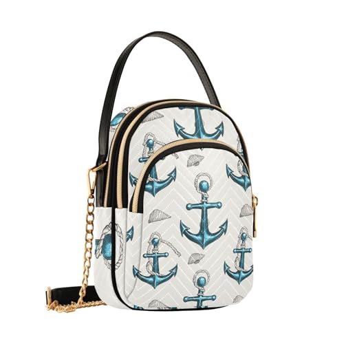 Blue Anchor Shell Crossbody Bag for Women Shoulder Handbag Ladies Purse Cell Phone Tote Bags