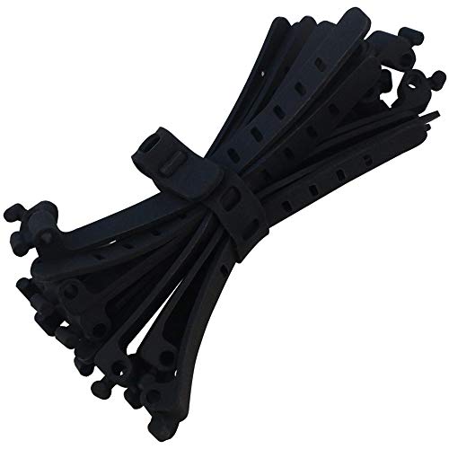 20 Pcs Colorful Adjustable Silicone Fastening Cable Tie Wire Organizer Cable Strap for Cord Wire Management,Black
