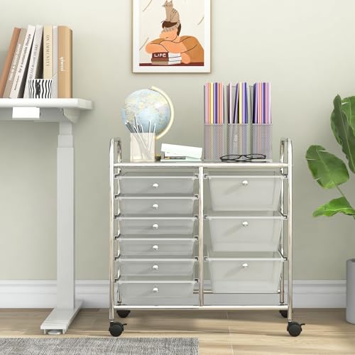 image for Giantex 9 Drawers Rolling Cart, Classroom Organizers, Storage Cart wit