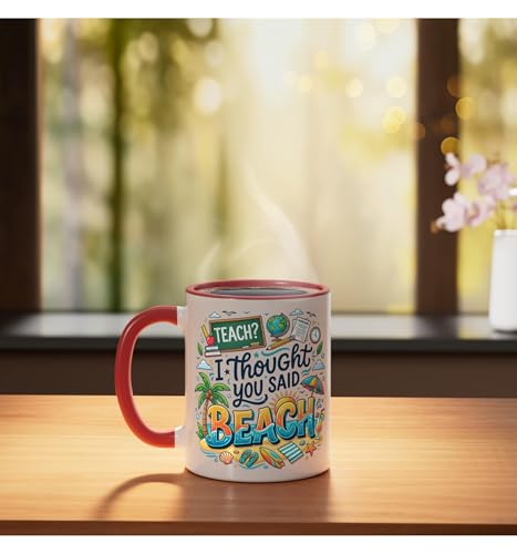Taza de cerámica roja/blanca 11 oz miniatura 3