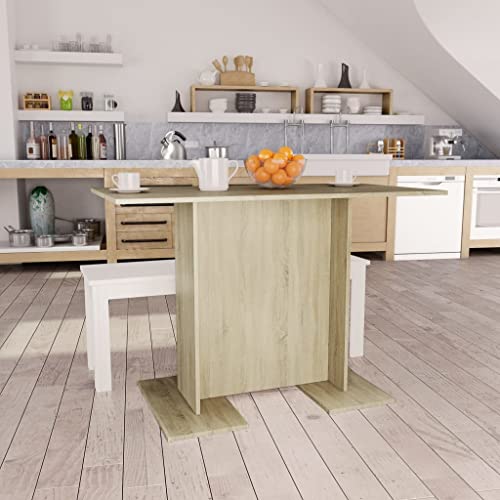 VIHHQGC Table à manger en chêne Sonoma 110 x 60 x 75 cm Matériau bois avec socle rectangulaire et design minimaliste pour salle à manger