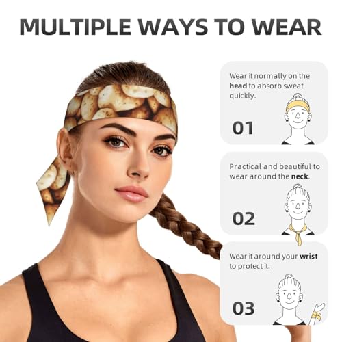 YZDPLO Faixa de cabeça esportiva com laço de batata, faixa de suor para homens e mulheres, bandana e