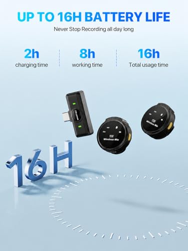 Image of VELOMAX Wireless Mic for Youtubers, Noise Cancellation Wireless Microphone with 164FT, 16H Battery Mic for YouTube Wireless, Microphone for Recording, Vlogging (Type-C Port (Without Charging Case))