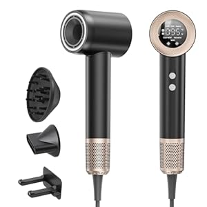 Vasip Föhn, aartrockner Mit 140.000 U/min Hohe Geschwindigkeit Motor, 9 dB geräuscharmer Ionen-Fön，Haartrockner mit 4 Temperaturen und 2 Geschwindigkeiten, mit Diffusor & Konzentratoren, chwarz