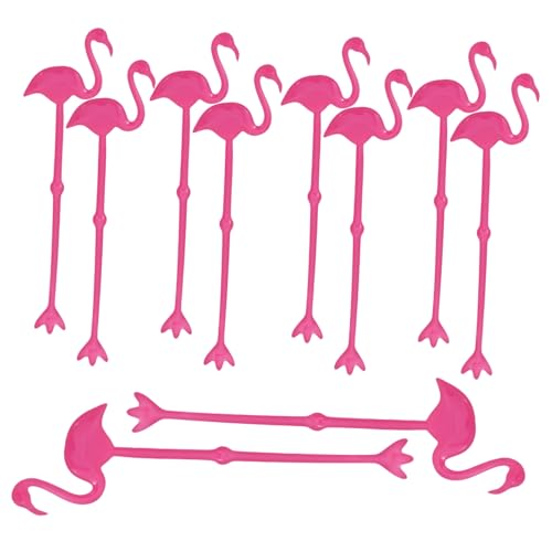 GRIRIW 12Pcs Flamingo Design Drink Muddler Disposable Stirring Rods for Cocktails Beverages Swizzle Sticks for Hawaiian Parties Rosy Muddler for Mixology