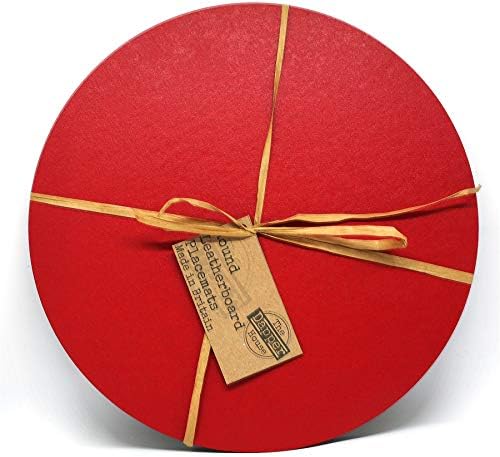 The Dapper House Set of 4 Elementary Red Leatherboard Round Placemats - Made in UK