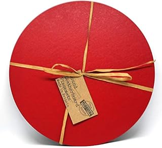 The Dapper House Set of 4 Elementary Red Leatherboard Round Placemats - Made in UK