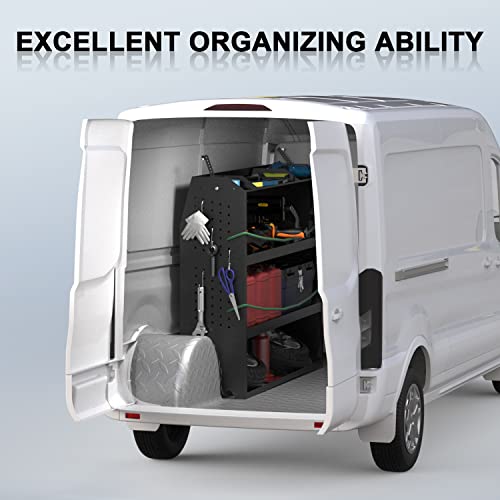 StarONE Cargo Van Shelving Storage (42\" W x 46\" H x 13\" D) + 54\" Van Ladder Rack 3 Bar Fit for 2015-On Ford Transit 150 250 350 Accessories