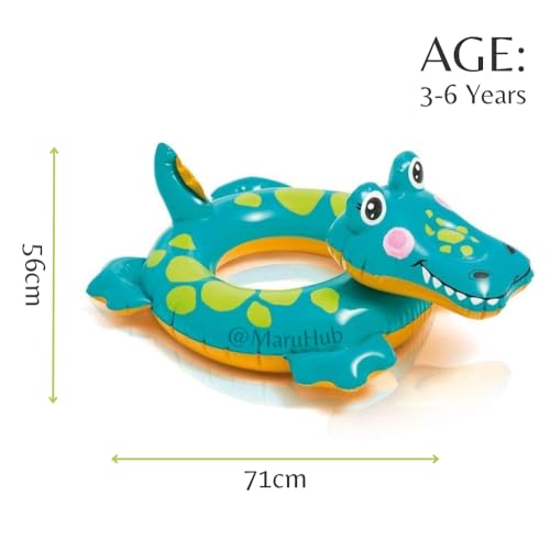 Image of 71x56cm Inflatable Pool Tubes for 3-6 Years Old | PVC Air Water Floats for Swimming Pool | Attractive Big Animal Rings - Pack of 1