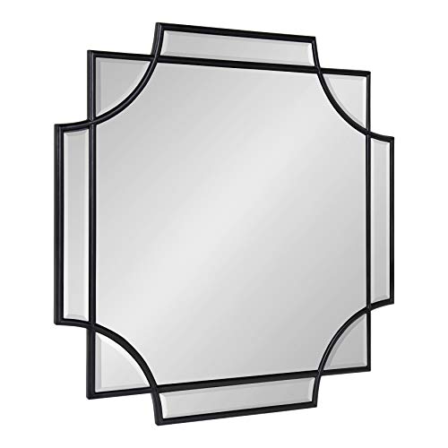 Kate and Laurel Minuette Glam Square Wall Mirror, 24" x 24", Black, Elegant