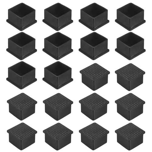 Image of M METERXITY 20-Pack Square Chair Leg Caps, 1.5 inch (38mm) PVC Chair Leg Floor Protectors for Chairs /Table /Bed, Furniture Feet Covers Cups Non-Slip End Tips