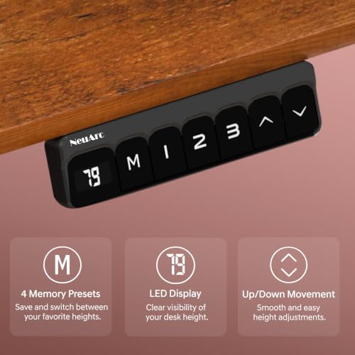 Image of Velocity Electric Height Adjustable Desk for Office Work | 80 Kg Weight Capacity | 5 Year Warranty | Sit-Stand Ergonomic Table | 3 Memory Preset (Rust, Table top - 100cm)