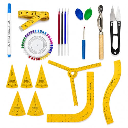 Image of 8-Piece Tailoring Scale Set with Tailoring Accessories Kit | Premium Blouse Cutting Scale, Armhole & Sleeve Rulers | with 8 Tailoring Accessories