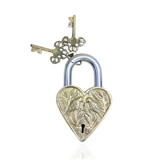 Heart-Shaped Brass Padlock with Keys