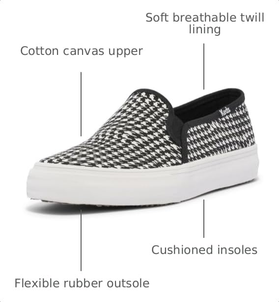 Image of Keds Womens Double Decker Canvas Slip On Sneakers Shoes Casual - Black