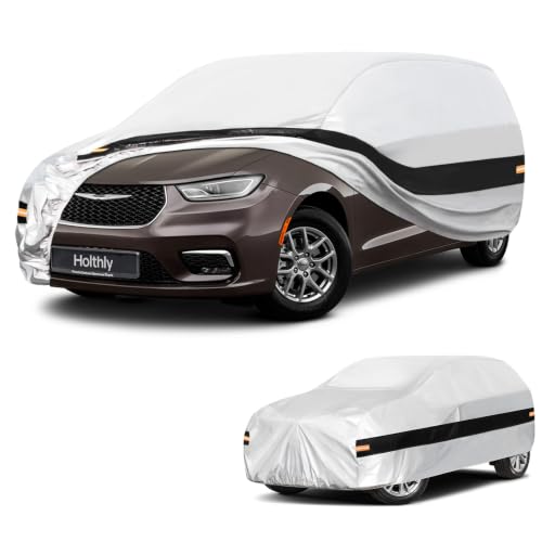 Image of 10 Layers Mini Van Car Cover Custom Fit for Chrysler Pacifica Minivan (2016-2026), Waterproof All Weather for Automobiles, Outdoor Full Cover Sun Dust Rain Protection with Cotton. Silver
