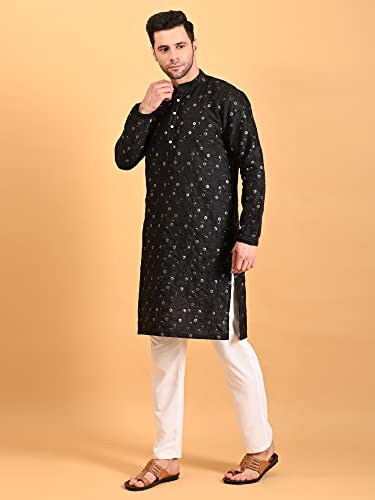 Image of Uri and MacKenzie Embroidery Silk Men's Kurta Pyjama Set