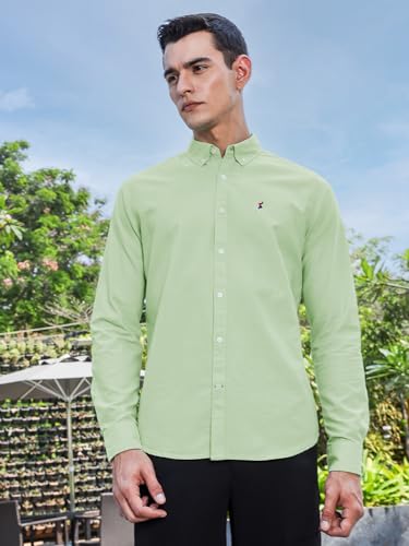 Image of Thomas Scott Men's Cricket Club Collection Classic Regular Fit Twill Shirt | 100% Cotton Long Sleeve Solid Shirt with Button Down Collar (Available in Plus Size)
