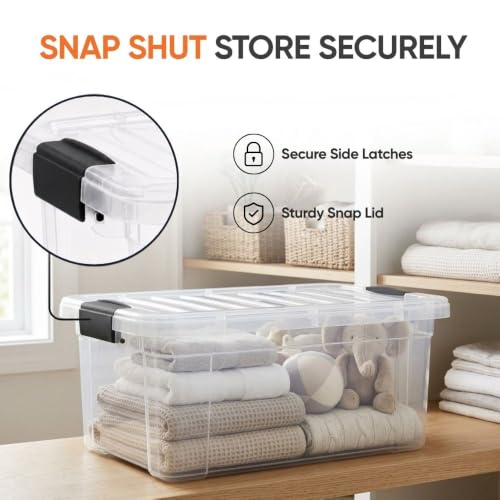 Image of Superio Storage Bins with Lids, Clear Plastic Containers for Organizing, Stackable Totes, BPA Free, Odor Free, Organizer Boxes for Home, and Dorm (6 Pack, 36 Qt)