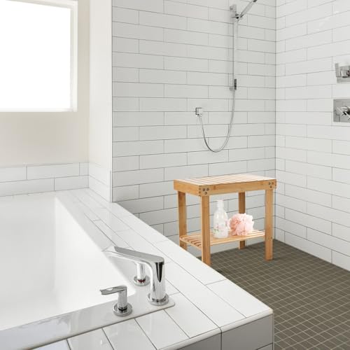 Miniatura 5 de Banco De Bambú Para Spa Taburete De Madera Con Pies Antideslizantes Para Baños, Salones, Dormitorios, Jardines Y Áreas De Entretenimiento