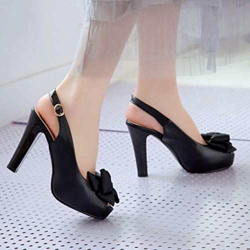 Caradise Womens High Heels Platform Slingback Peep Toe Pumps with Bow4