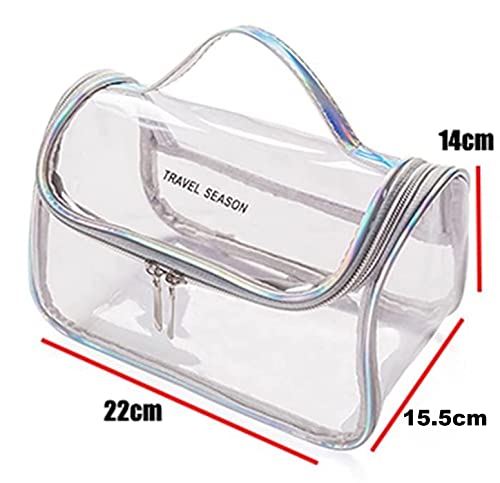 Image of House of Quirk Transparent Toiletry Bag, PVC Travel Bag, Waterproof Makeup Bag, Portable Travel Cosmetic Bag - Grey