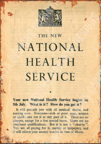 NHS National Health Service UK Vintage 1948 Launch Print Metal Sign Wall Plaque (A5 (200x150mm) Approx)