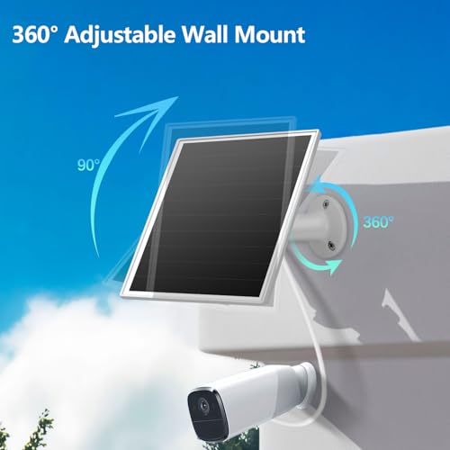 Image of 6W Solar Panel for Outdoor Security Camera with Micro USB & USB - C Port, Solar Panel Charger for Battery Camera, Fits Wyze /Reolink DC 5V Output, IP65 /360 Adjustable, 9.8ft Cable, Fast Charging