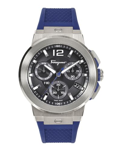 F-80 Titanium Tech Collection Luxury Mens Watch Timepieces with a Blue Strap Featuring a Titanium Case and a Black Dial