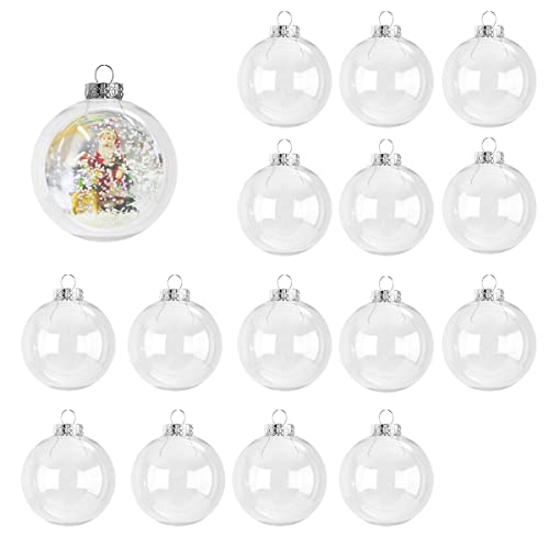16pcs Bolas de Navidad Transparentes, Bolas de Plástico Transparentes, DIY Bolas Rellenables, Adornos para árboles de Navidad, Decoraciones de Navidad, Adornos Navideños, para Fiestas Adornos