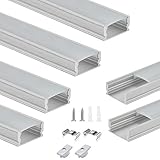 💡 【Frei zu schneiden und einfach zu installieren】: Ultradünnes U-förmiges LED-Aluminiumprofil. Mit Montageklemmen können Sie Profile einfach an Wänden oder Decken befestigen. Darüber hinaus können Sie auch beliebig schneiden, um genau die Größe zu erhalten, die Sie benötigen. Design der Endkappe - ein Loch, das speziell für das LED-Kabel entwickelt wurde. Die Halterung aus Aluminiumlegierung ist hitzebeständig, verformt sich nicht und kann die LED-Kanäle fest fixieren.