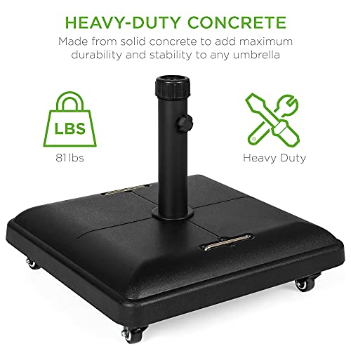 Best Choice Products SKY5070 81-Pound Heavy Duty Square Concrete Rolling Outdoor Patio Umbrella Base Stand W/Locking Wheels thumb #2