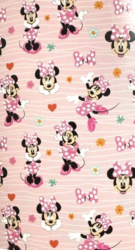 Disney Minnie Mouse Flannel Throw Blanket Pink and Mint Decorative Hearts and Flowers Design 40x50 Inch