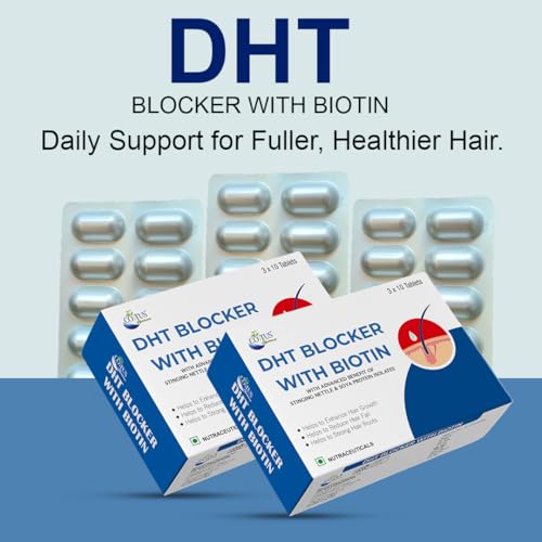 Image of DHT Blocker with Biotin (30 Tablets) | Stinging Nettle and Soya Protein | Helps Reduce Hair Fall, Helps To Stimulates Hair Growth, Nail & Glowing Skin