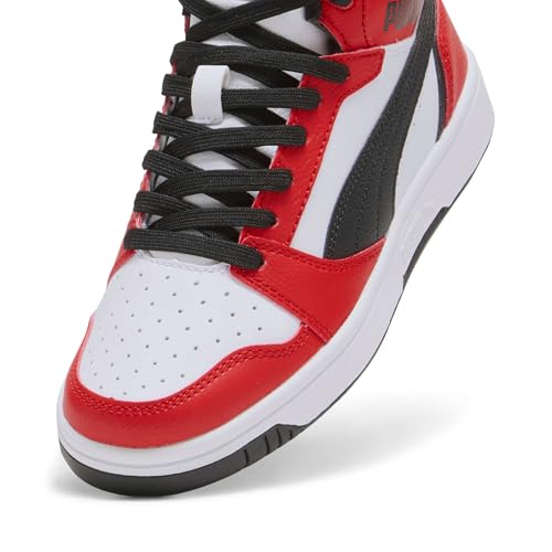 PUMA Unisex Kids Rebound V6 Mid Jr Zapatillas, Puma White Puma Black For All Time Red, 40 EU - imagen 5