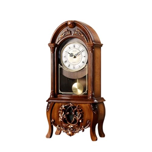 Reloj de mesa de granja rústico con péndulo retro marrón 2