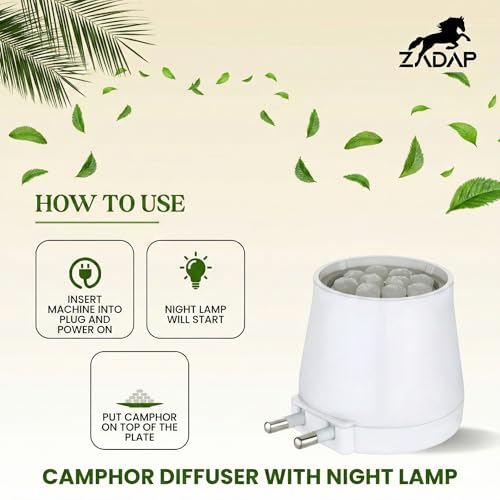 Image of Electric Camphor Diffuser & Night Lamp | Kapoor Dani Stand for Home | Mosquito Repellent, Air Purifier & Aroma Burner | Shock-Proof Design with Temperature Protection | Direct Plug-in (Blue)