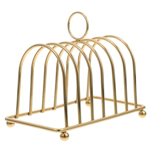 Metal Chrome 6 Slote Slices Toast Rack Toast Serving Dining Rack Stand Loaf Bread Holder, Toast Holder Rack, Bread Slice Stand, Toast Rack, Cooling Bread Rack for Kitchen, or Bakery (Gold)