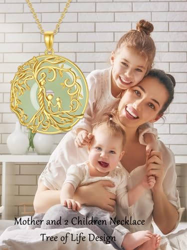 Gifts for Women Tree of Life Necklace 14k Gold Plated Sterling Silver Round Jade Jewelry for Women Mom Sister Birthday Christmas Gifts4