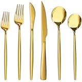 Astercook Silverware Set 48-Piece Gold Flatware Set with...