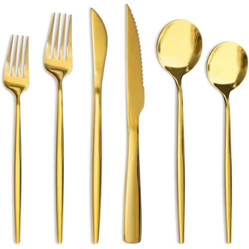 Astercook Silverware Set 48-Piece Gold Flatware Set...