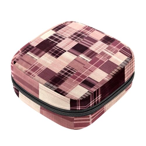 Borsa mestruale,Sacchetto di immagazzinaggio del tovagliolo sanitario,Viola Rosa Plaid Retro,Porta tamponi per borsa