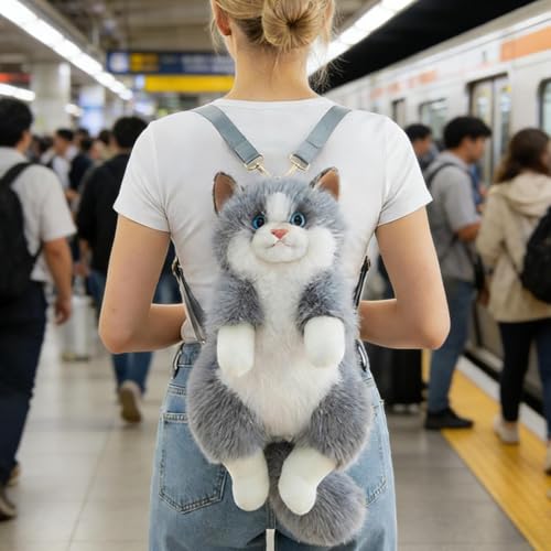 Mochila de peluche con gato de dibujos animados para viajeras 3