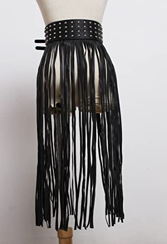 GRACEART Women's Fashion Punk Fringe Tassel Skirt Belt Vintage Gothic Gypsy PU Leather Waistband2