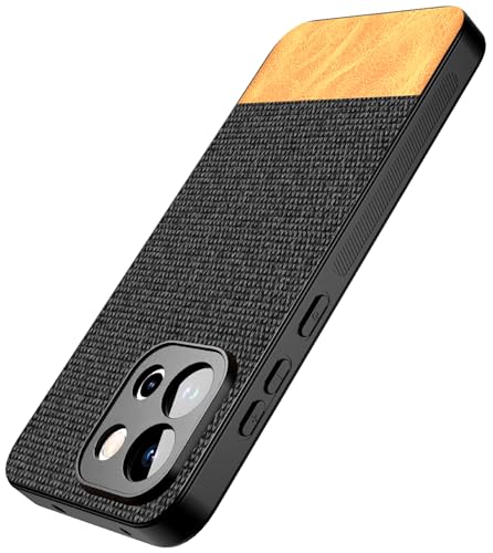 Image of Kapa Soft Fabric & Leather Hybrid Protective Back Cover for OnePlus 13S | Shockproof Slim Hard Anti Slip Back Case (Black,Brown)