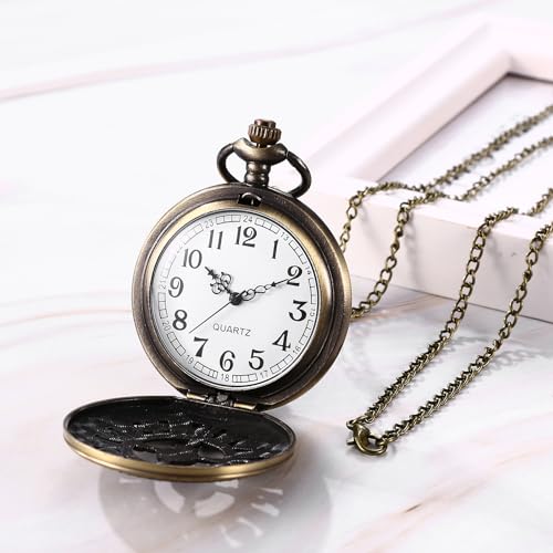 Image of JewelryWe Vintage Pocket Watch Cool Gear Steampunk Retro Pendant Necklace Watches for Men Women Halloween Costumes Daily and Office