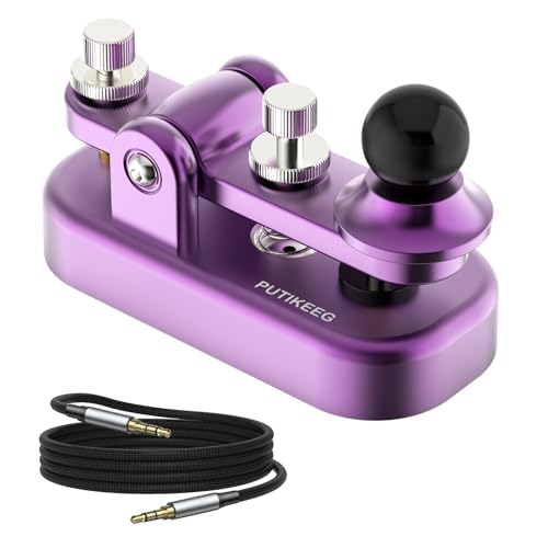 Image of Mini Morse Radio Key CW HAM Send Telegram Double Paddle Morse Code Key with Aluminum Alloy Body Base (Purple)
