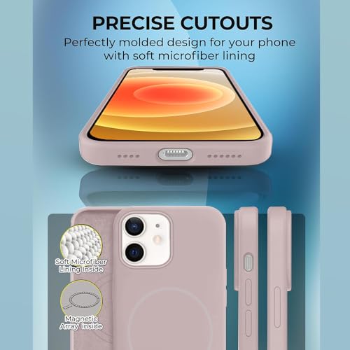 Image of iPhone 12 /12 pro Silicone Magsafe Case | Shock Proof Design & Camera Protection | Premium Rubberised Apple iPhone 12 /12 pro Cover (Microfiber Lining) | Magnetic Liquid Silicone - Pink